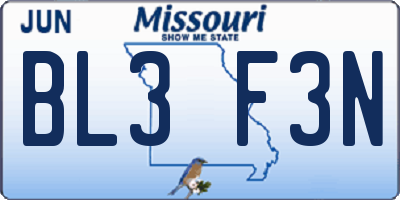 MO license plate BL3F3N