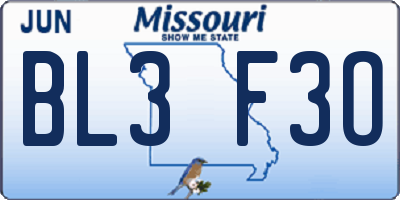 MO license plate BL3F3O