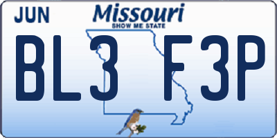 MO license plate BL3F3P