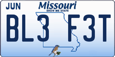MO license plate BL3F3T
