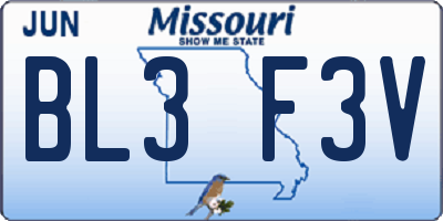 MO license plate BL3F3V