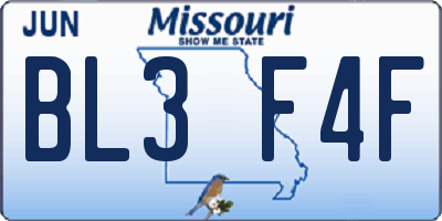 MO license plate BL3F4F
