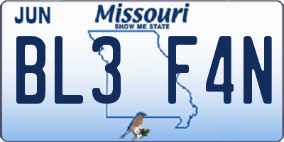 MO license plate BL3F4N