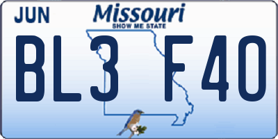 MO license plate BL3F4O