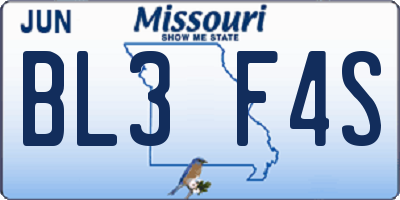 MO license plate BL3F4S
