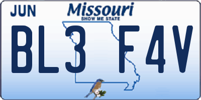 MO license plate BL3F4V