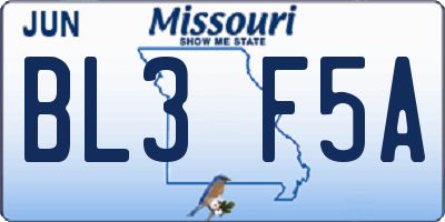 MO license plate BL3F5A