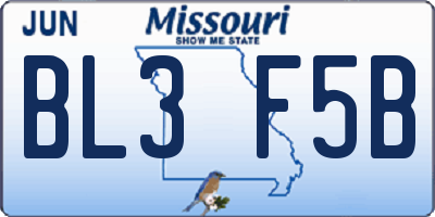 MO license plate BL3F5B