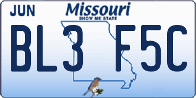 MO license plate BL3F5C