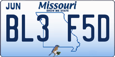 MO license plate BL3F5D