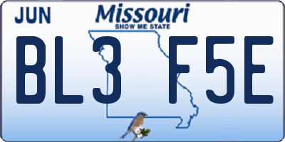 MO license plate BL3F5E