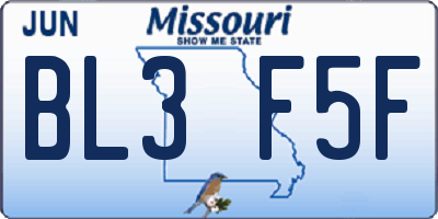 MO license plate BL3F5F