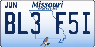 MO license plate BL3F5I