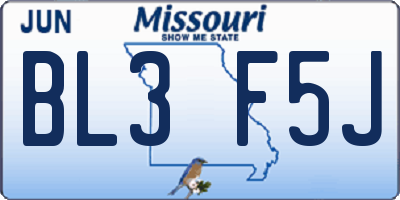 MO license plate BL3F5J