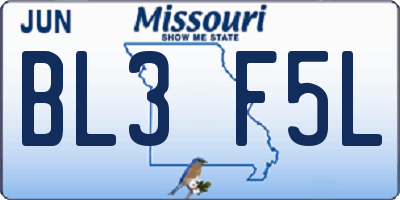 MO license plate BL3F5L