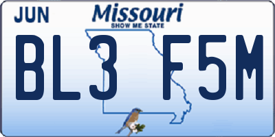 MO license plate BL3F5M