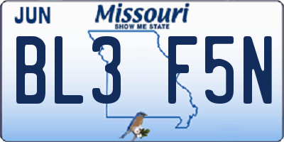 MO license plate BL3F5N