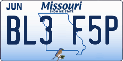 MO license plate BL3F5P