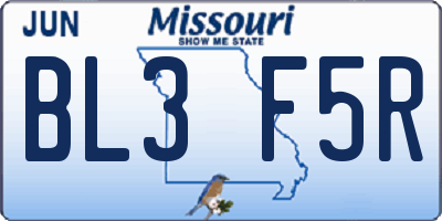 MO license plate BL3F5R
