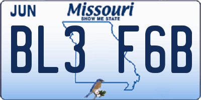 MO license plate BL3F6B