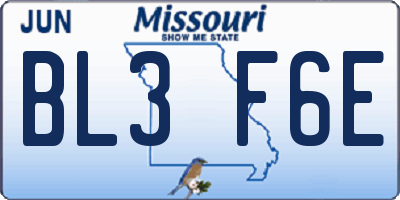 MO license plate BL3F6E