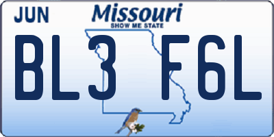 MO license plate BL3F6L