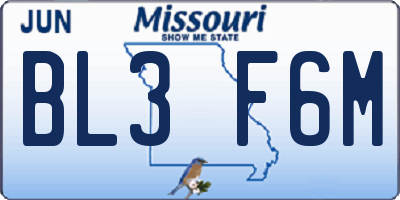 MO license plate BL3F6M