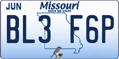 MO license plate BL3F6P