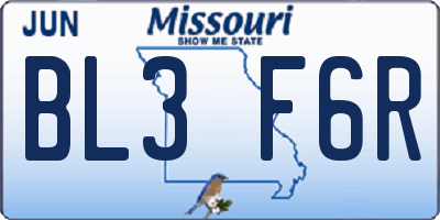 MO license plate BL3F6R