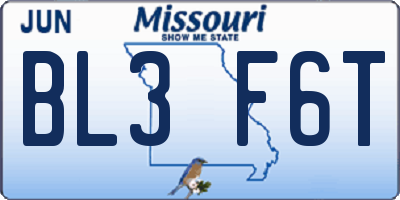 MO license plate BL3F6T