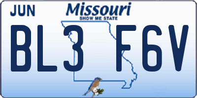 MO license plate BL3F6V