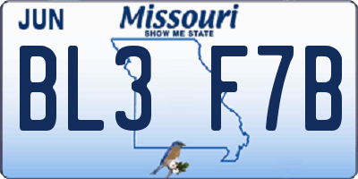 MO license plate BL3F7B