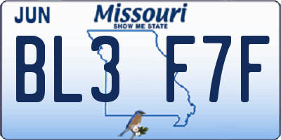 MO license plate BL3F7F