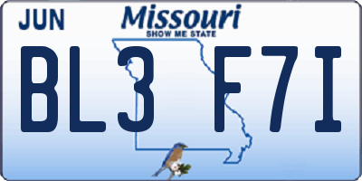 MO license plate BL3F7I