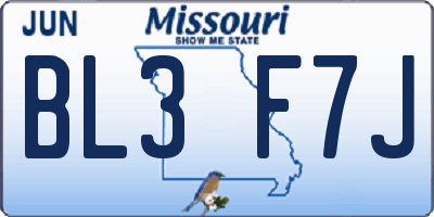 MO license plate BL3F7J