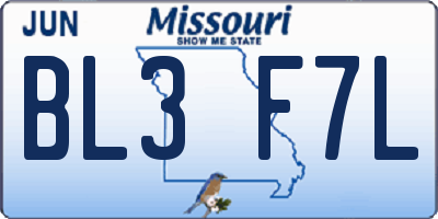 MO license plate BL3F7L