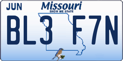 MO license plate BL3F7N