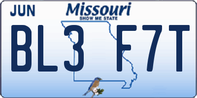 MO license plate BL3F7T