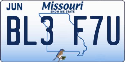MO license plate BL3F7U