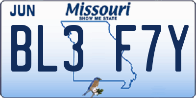 MO license plate BL3F7Y