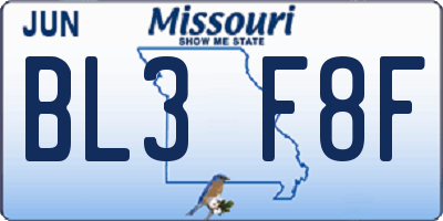 MO license plate BL3F8F