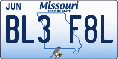 MO license plate BL3F8L