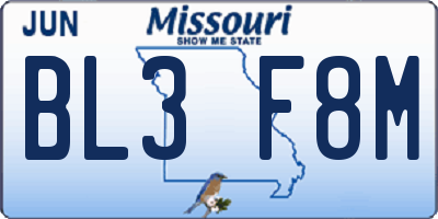 MO license plate BL3F8M