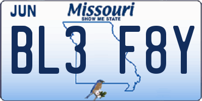 MO license plate BL3F8Y