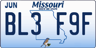 MO license plate BL3F9F