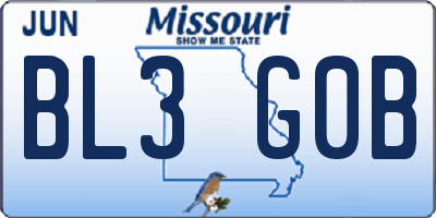 MO license plate BL3G0B