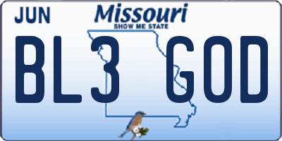 MO license plate BL3G0D