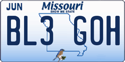 MO license plate BL3G0H