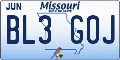 MO license plate BL3G0J
