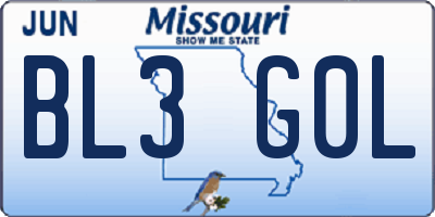 MO license plate BL3G0L